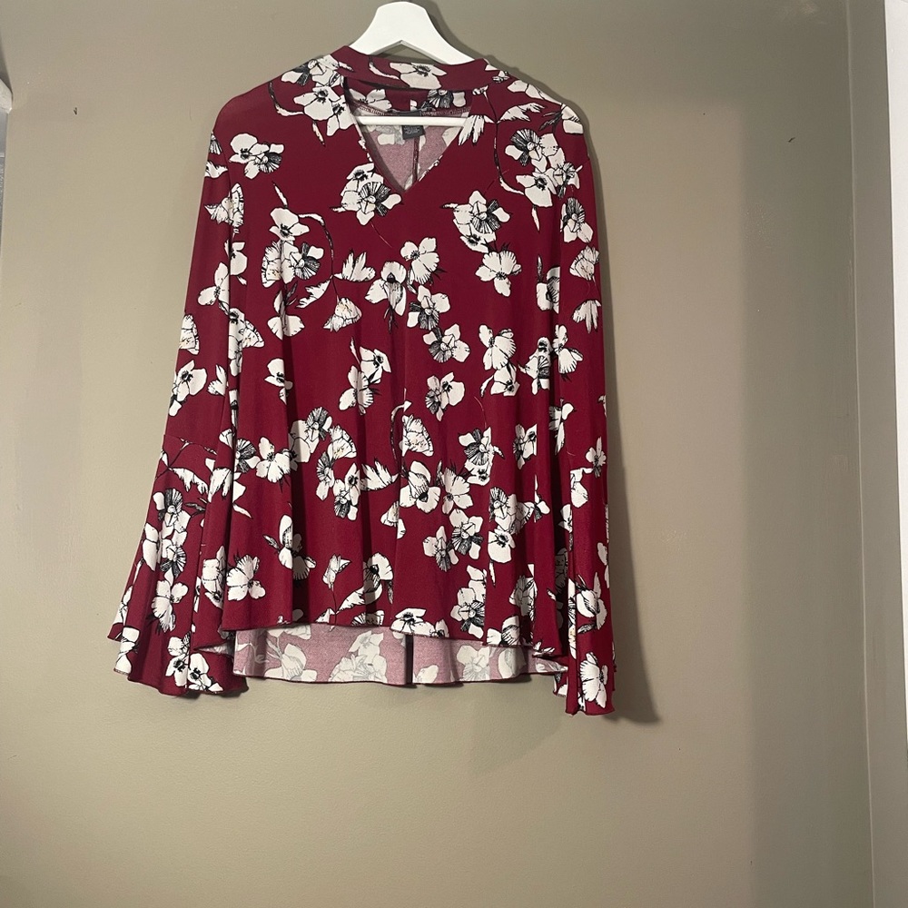Large Floral Shirt with Bell Sleeves